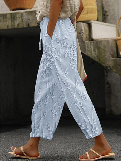 Aviora | Pantaloni Stampati Boho Casual con Stampa di Vite Elegante 3