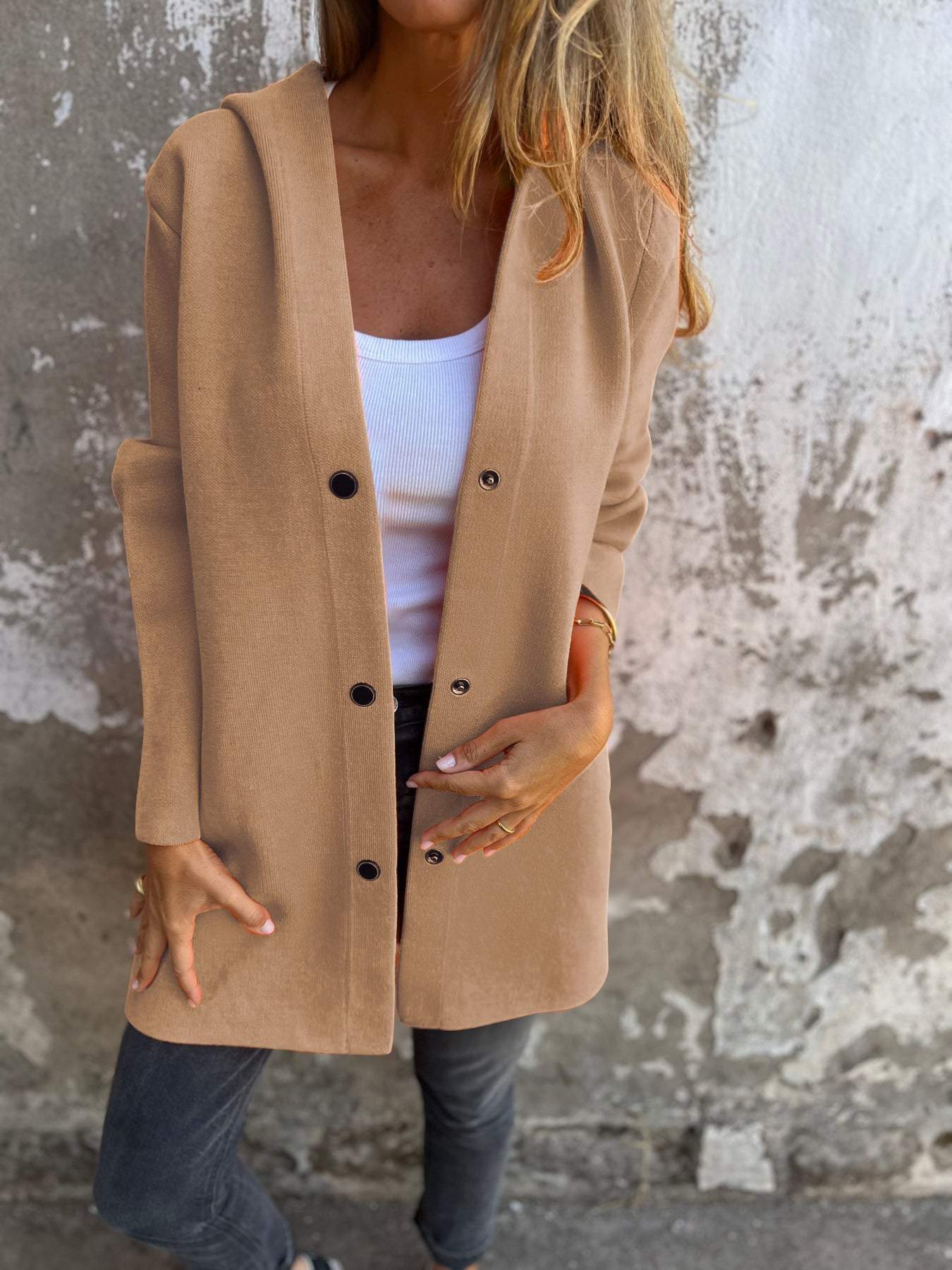 Marie | Cardigan con bottoni e cappuccio