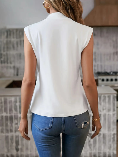 Isabella | Blusa Bianca Donna Elegante Senza Maniche 5