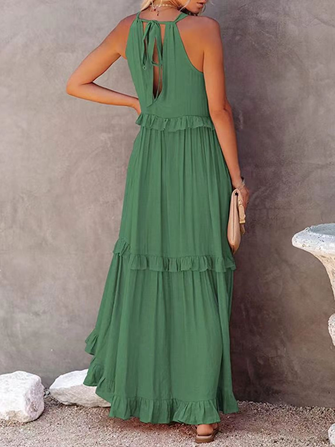 Gina | Maxi abito senza maniche con rouches