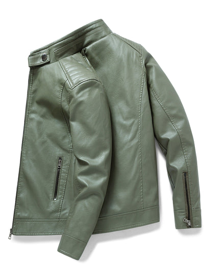 Demetrio | Elegante giacca in pelle con tasche a zip