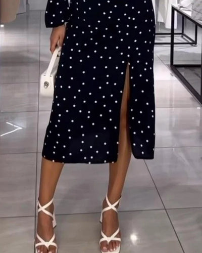 Sienna | Vestito spaccato a pois eleganti