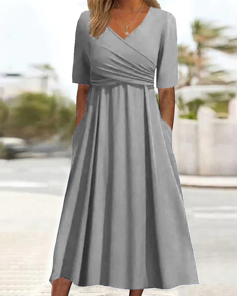 Alloura Abito Donna Incrociato - Maniche Corte, Elegante e Versatile-3