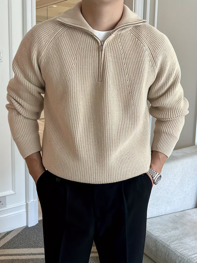 Marco | Maglione in maglia con zip a metà lunghezza