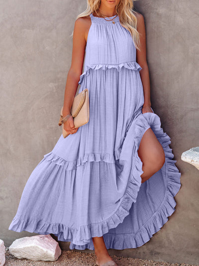 Gina | Maxi abito senza maniche con rouches