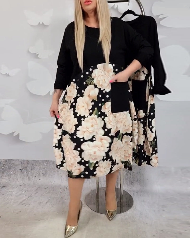 Alessia | Abito patchwork a maniche lunghe