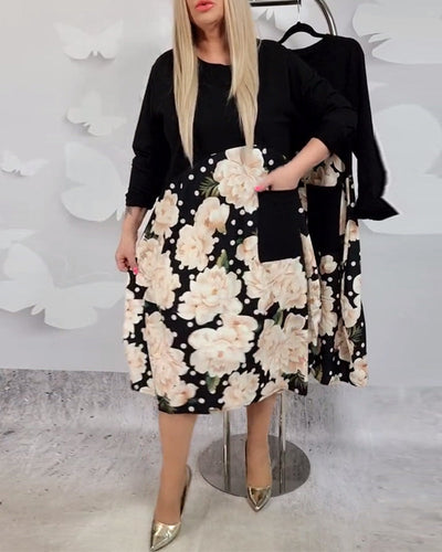Alessia | Abito patchwork a maniche lunghe