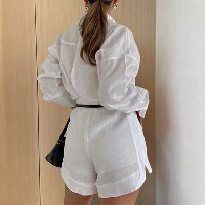 Dalia | Set Estivo a Maniche Lunghe con Pantaloni Corti-4