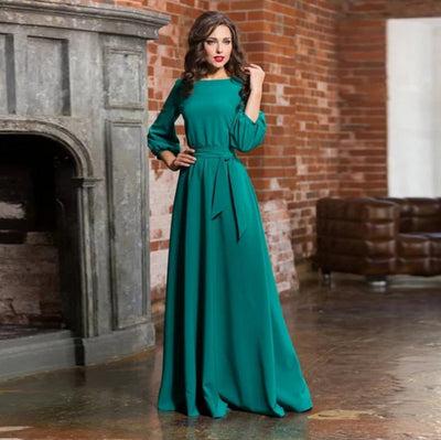 Maria | Abito Lungo Elegante per Cerimonia con Maniche Lunghe