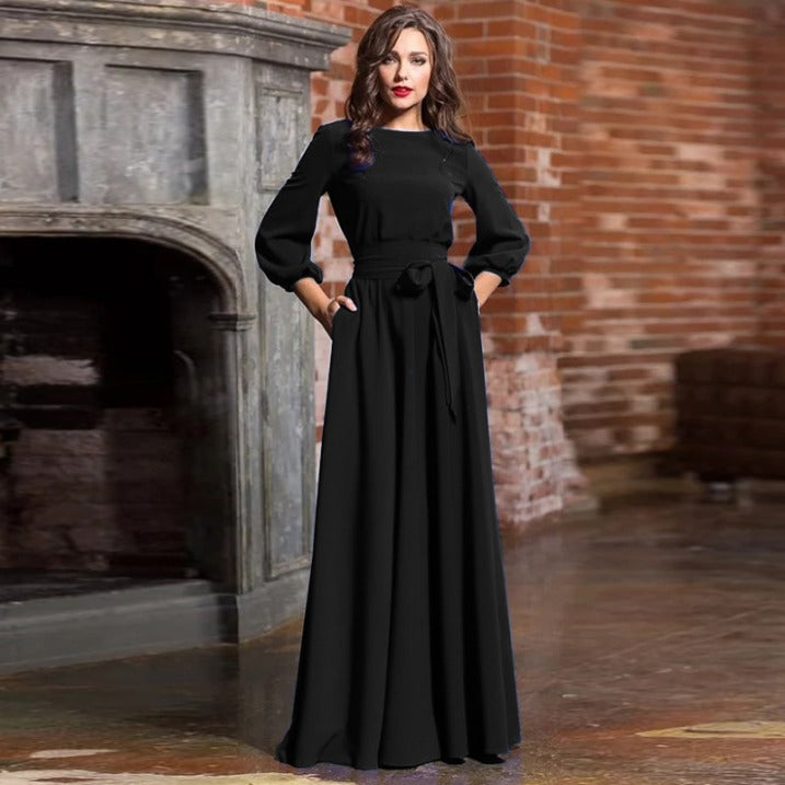 Maria | Abito Lungo Elegante per Cerimonia con Maniche Lunghe