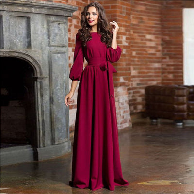 Maria | Abito Lungo Elegante per Cerimonia con Maniche Lunghe