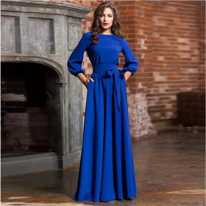 Maria | Abito Lungo Elegante per Cerimonia con Maniche Lunghe
