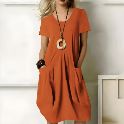 Michela | Abito midi con maniche corte e tasche