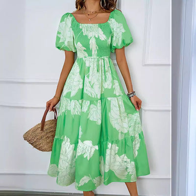Valeria | Abito Midi Elegante Off-Shoulder con Maniche a Palloncino