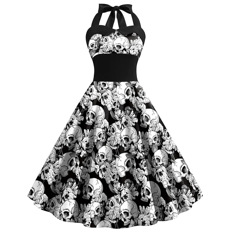 Bettina | Vestito midi con stampa teschio