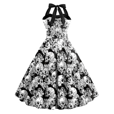 Bettina | Vestito midi con stampa teschio