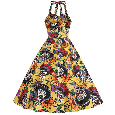 Bettina | Vestito midi con stampa teschio