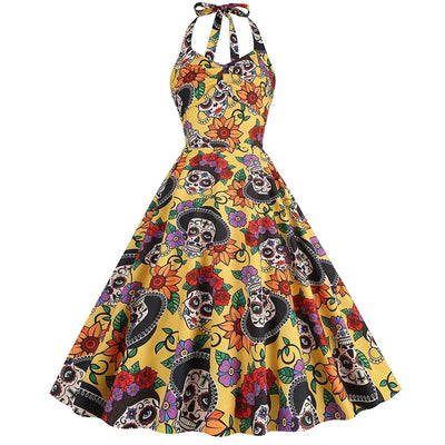 Bettina | Vestito midi con stampa teschio