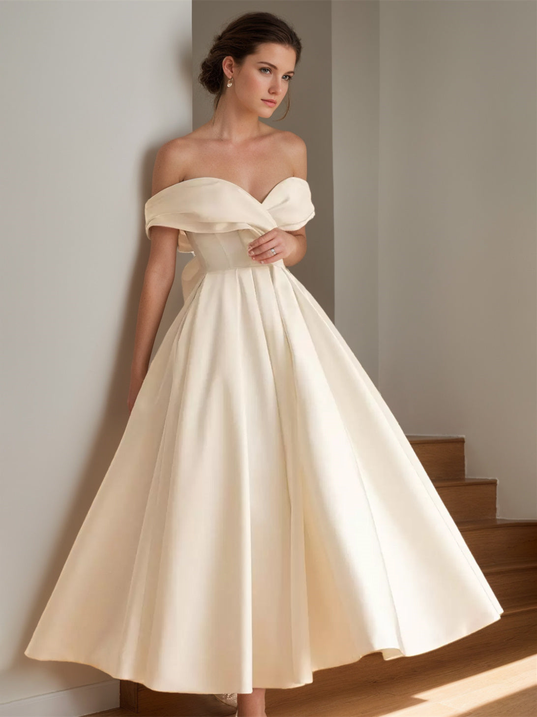 Ginevra | Abito da Sposa Midi Senza Spalline