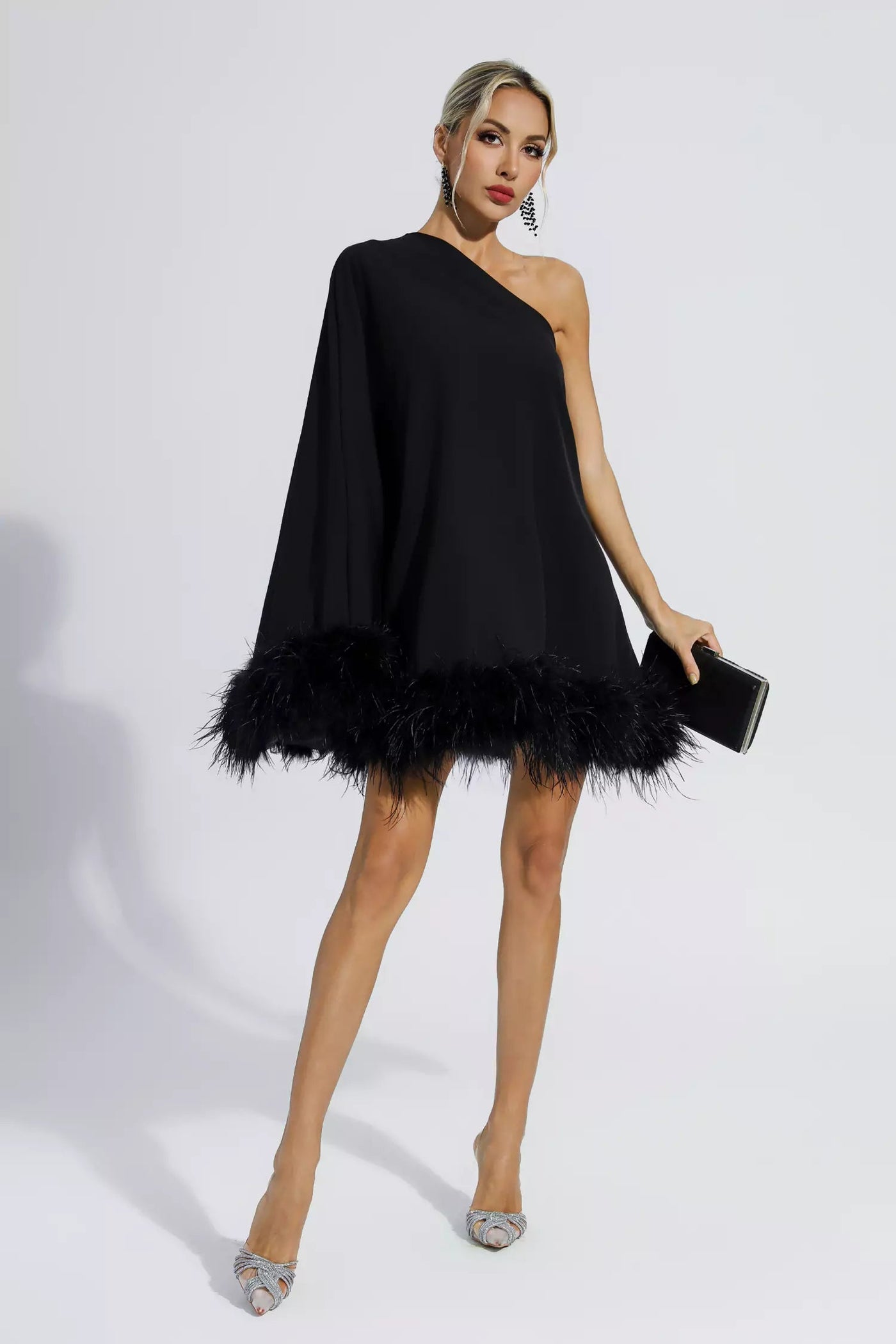 Ailani | Mini festliches Kleid mit Federn