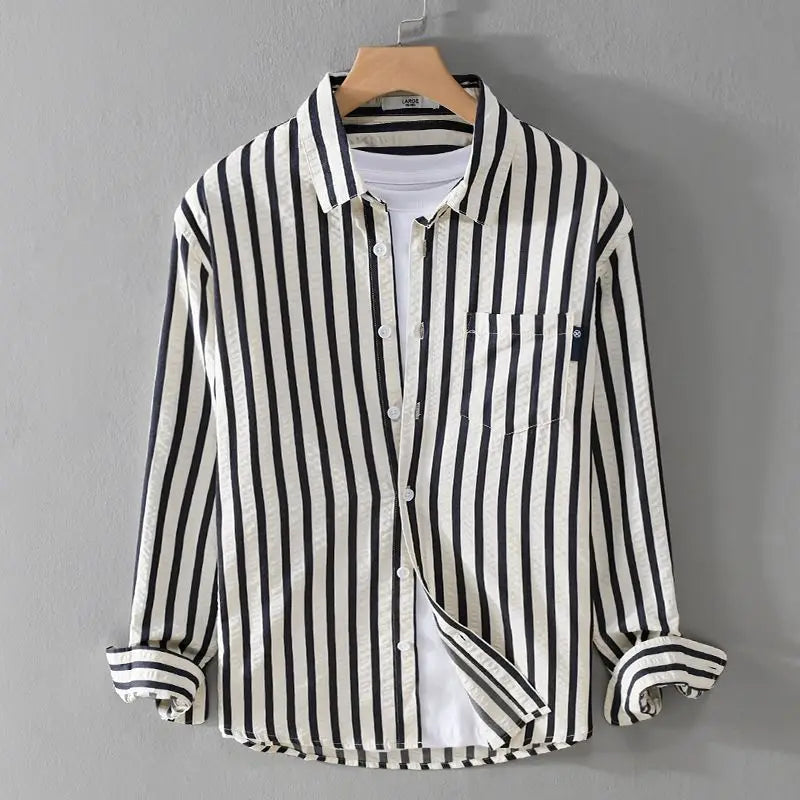 Alfie | Camicia estiva a bottone a strisce verticali 1