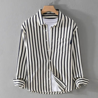 Alfie | Camicia estiva a bottone a strisce verticali 1