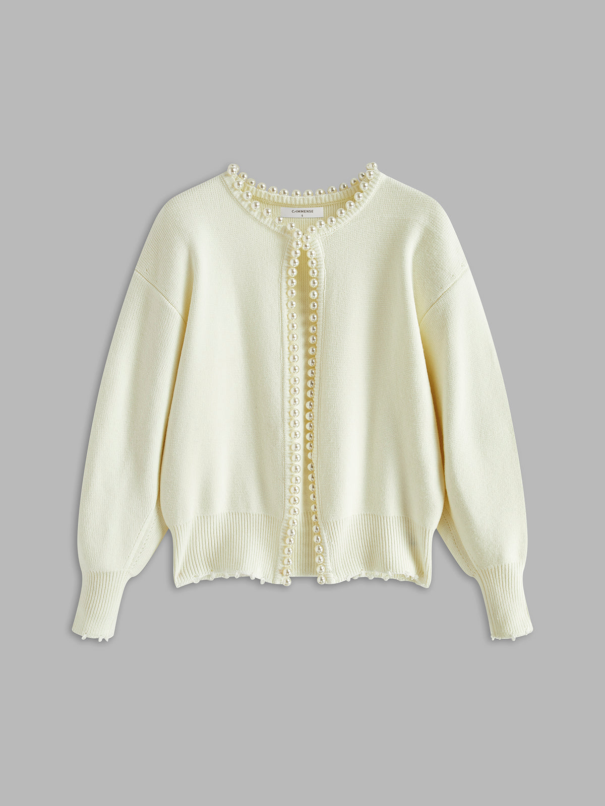 Elecia | Cardigan à ourlet déchiré bordé de perles
