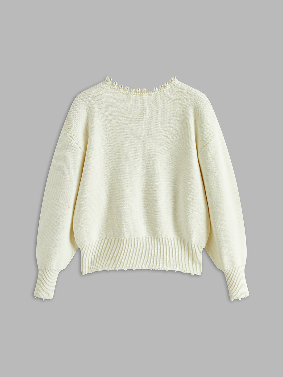 Elecia | Cardigan à ourlet déchiré bordé de perles