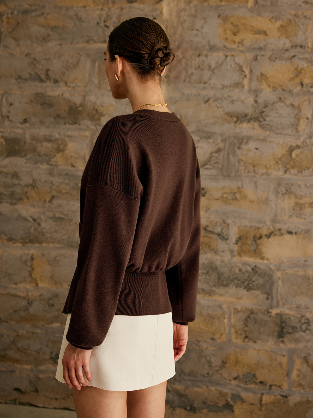 Alyshia | Cardigan a tinta unita con bottoni dorati