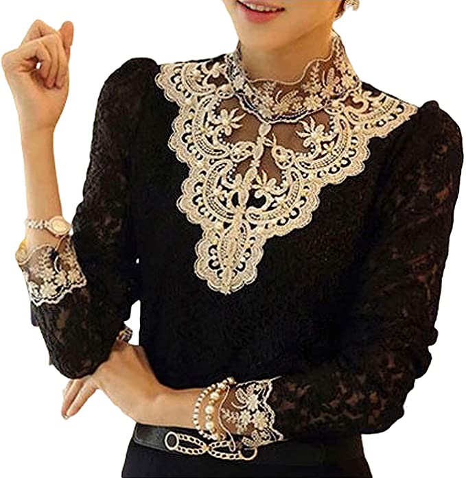 Bella | Elegante Bluse mit Netz und Stickereien