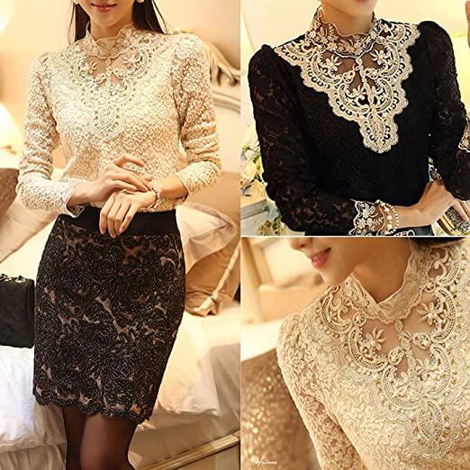 Bella | Elegante Bluse mit Netz und Stickereien