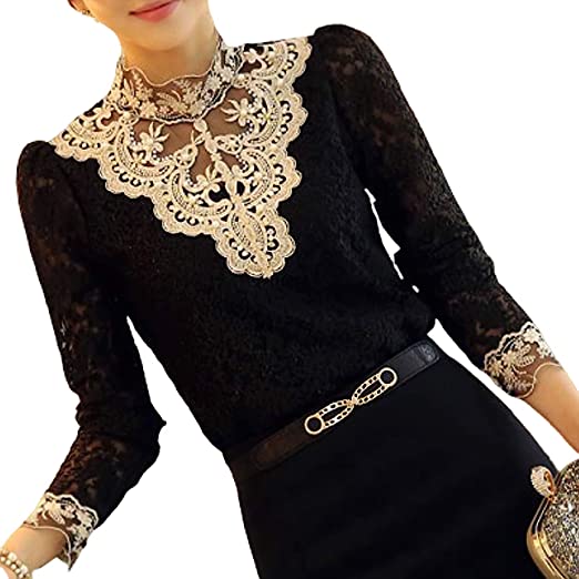 Bella | Elegante Bluse mit Netz und Stickereien