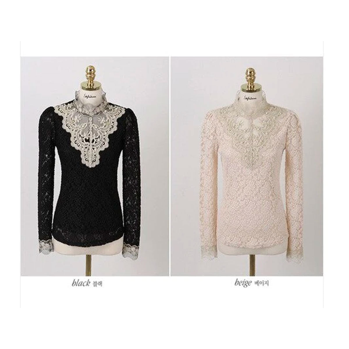 Bella | Elegante Bluse mit Netz und Stickereien