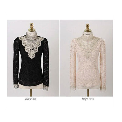 Bella | Elegante Bluse mit Netz und Stickereien