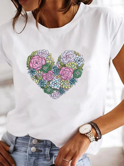Bianca | Maglietta Donna Bianco Casual a Maniche Corte 4