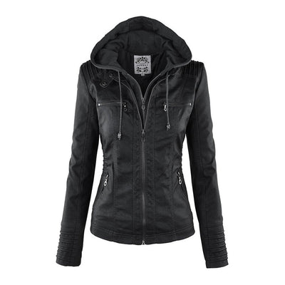 Liliana | Giacca in pelle con cappuccio