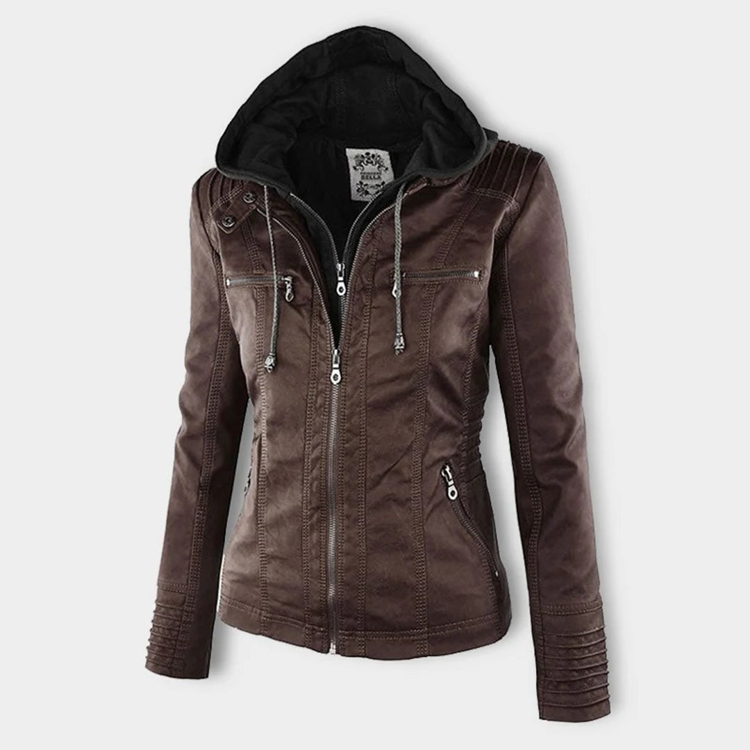 Liliana | Giacca in pelle con cappuccio
