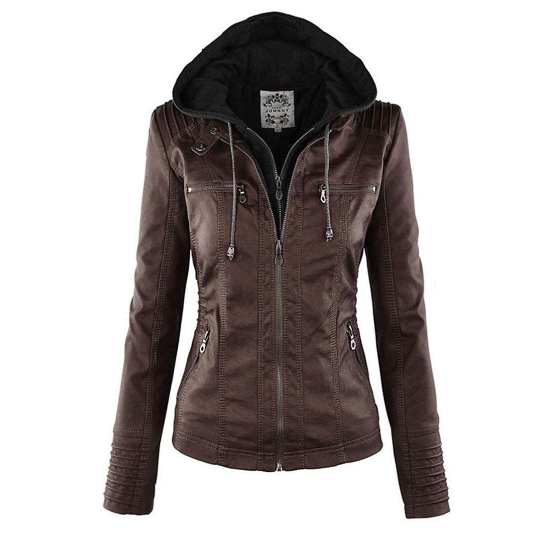 Liliana | Giacca in pelle con cappuccio
