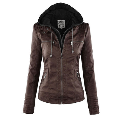 Liliana | Giacca in pelle con cappuccio