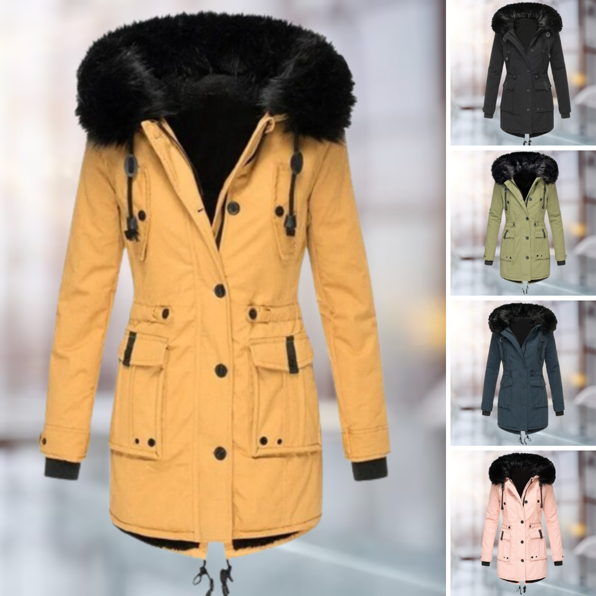 Verena | Elegante cappotto con collo in lana di cotone
