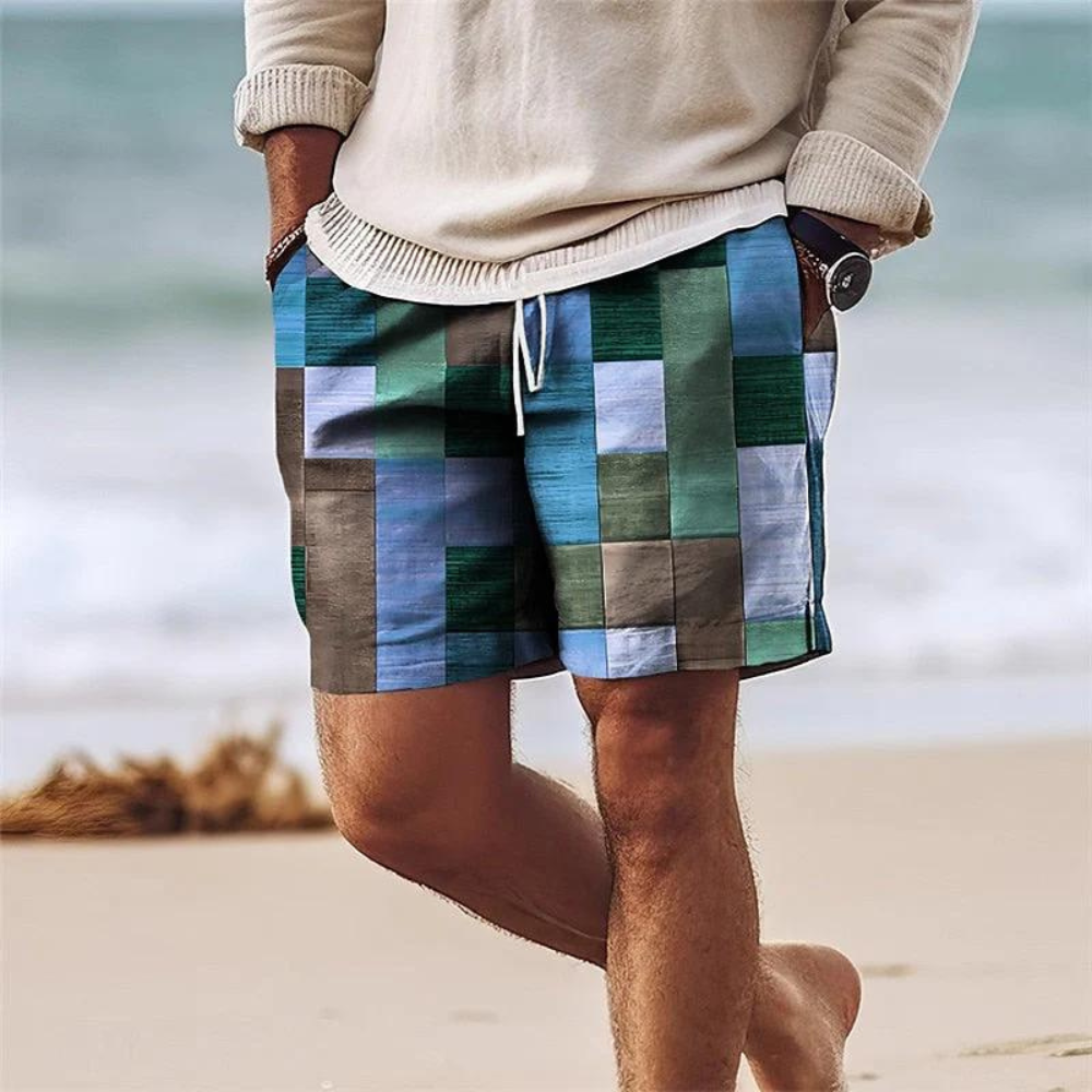 Lary | Pantaloni Corti Estivi Uomo con Stampa Geometrica Multicolore 3