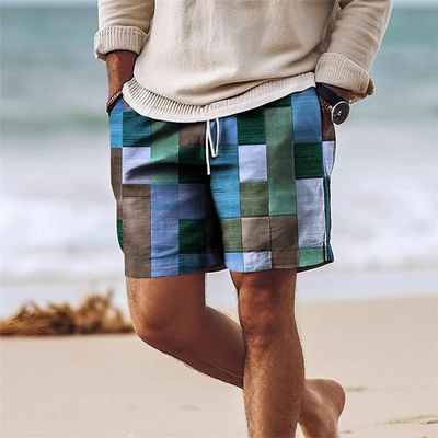 Lary | Pantaloni Corti Estivi Uomo con Stampa Geometrica Multicolore 3