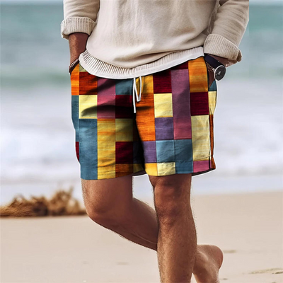 Lary | Pantaloni Corti Estivi Uomo con Stampa Geometrica Multicolore 4