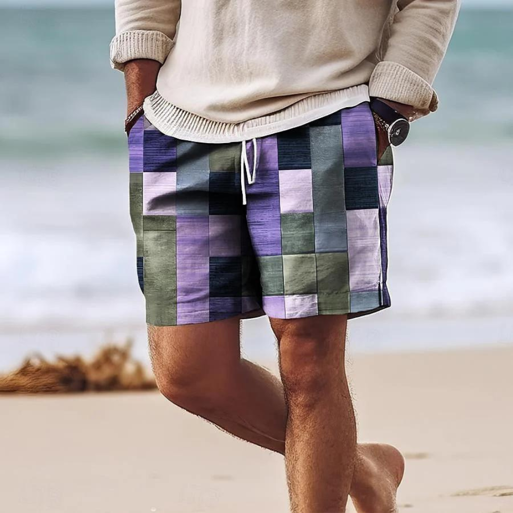 Lary | Pantaloni Corti Estivi Uomo con Stampa Geometrica Multicolore 5