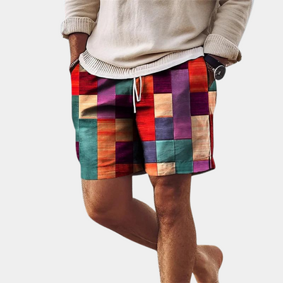 Lary | Pantaloni Corti Estivi Uomo con Stampa Geometrica Multicolore 2