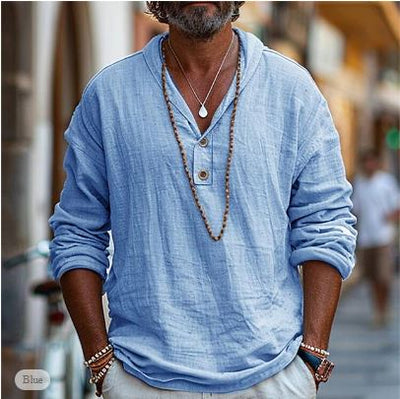 Variant image for Benno Camicia da Uomo - Cotone e Lino, Casual Elegante-1