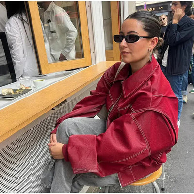 Catherine | Giacca in pelle oversize