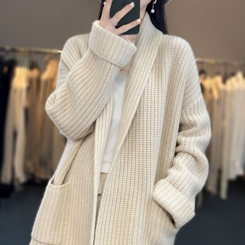 Christin | Cardigan lungo alla moda con scollo a V
