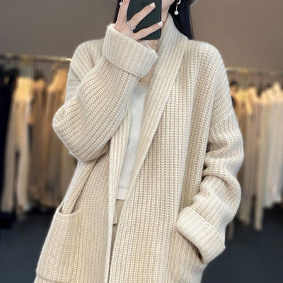 Christin | Cardigan lungo alla moda con scollo a V