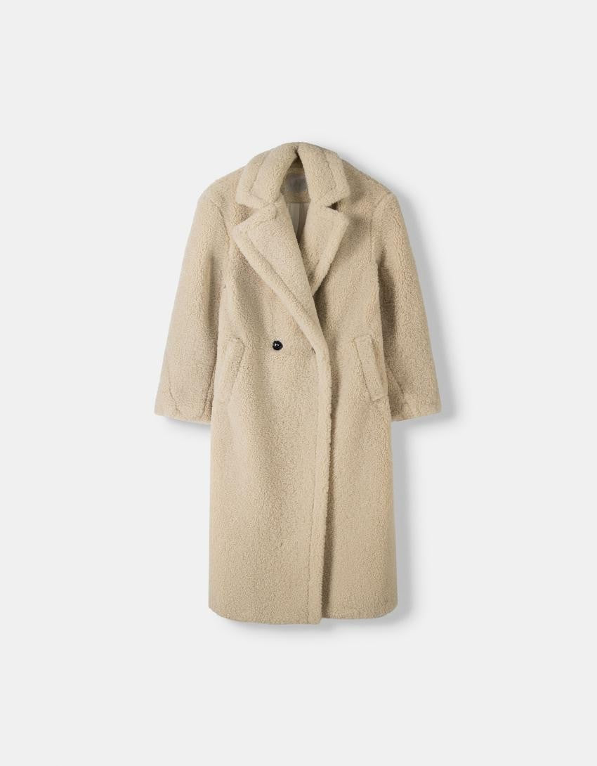Christina | Coat di orsacchiotto a due file con placca a bottone in oversize